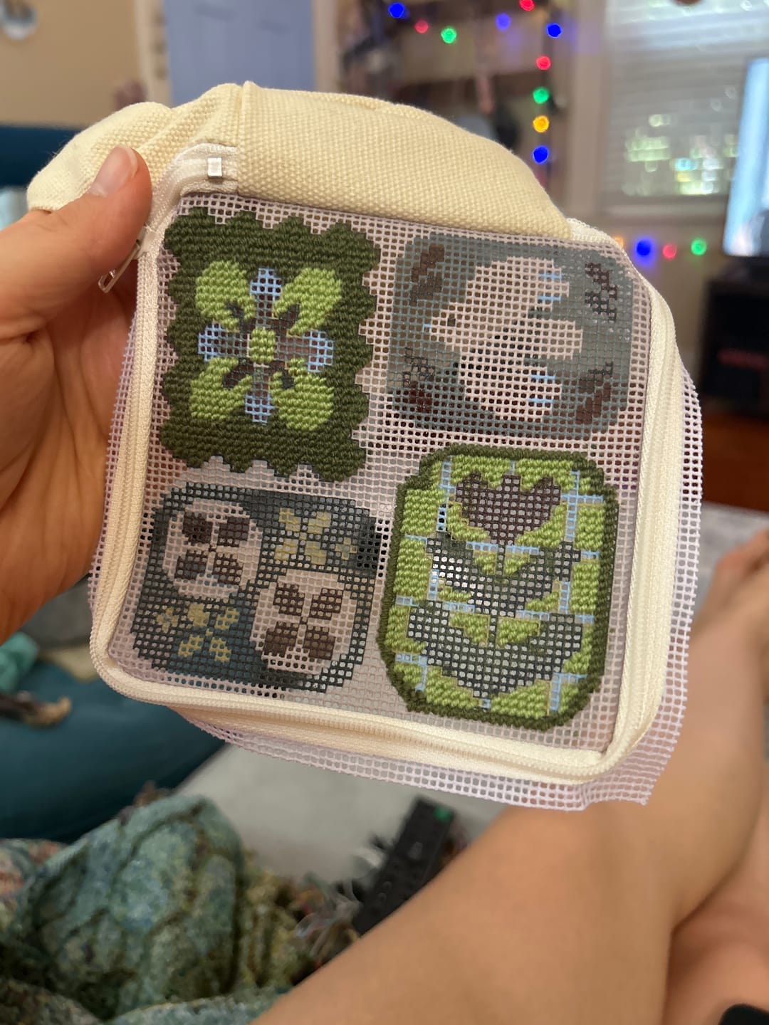 Customer photo review of Fluttering Fables - Needlepoint Pouch Kit