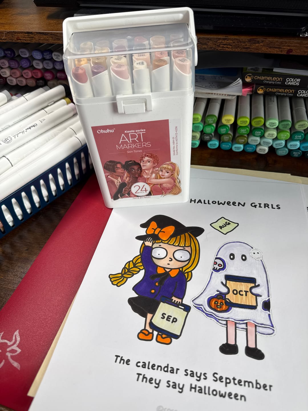 Customer photo review of Ohuhu Kaala Five Tones Slim Broad and Fine Dual Tips Alcohol Art Markers