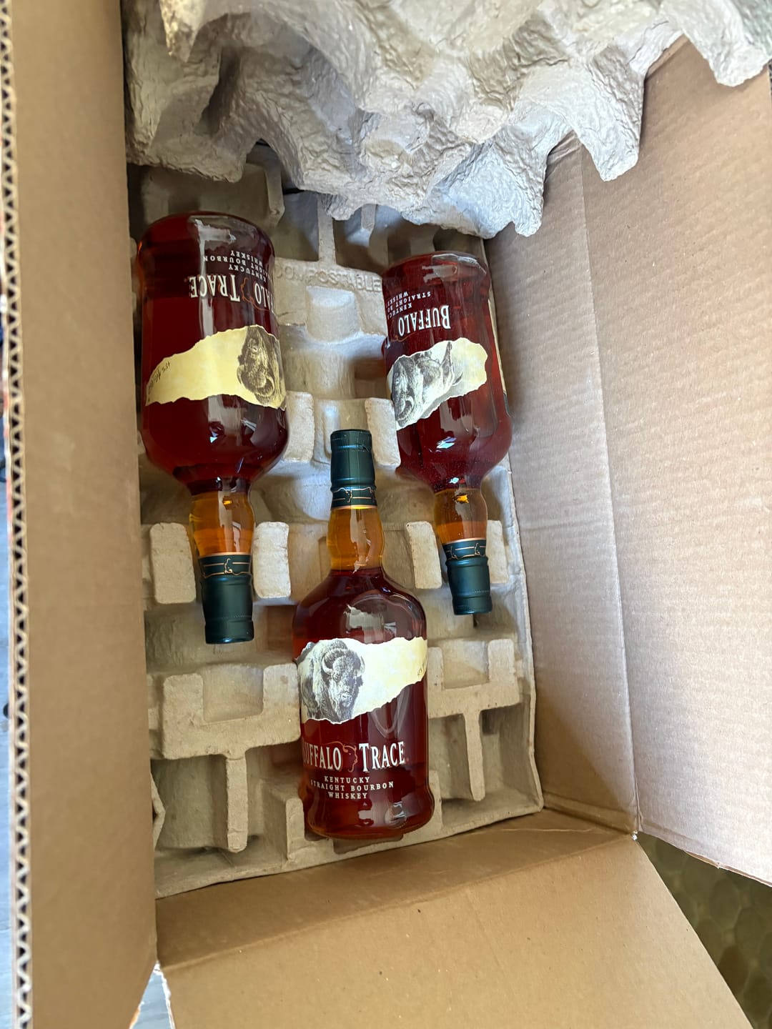 Customer photo review of Buffalo Trace Bourbon Whiskey 6 Pack