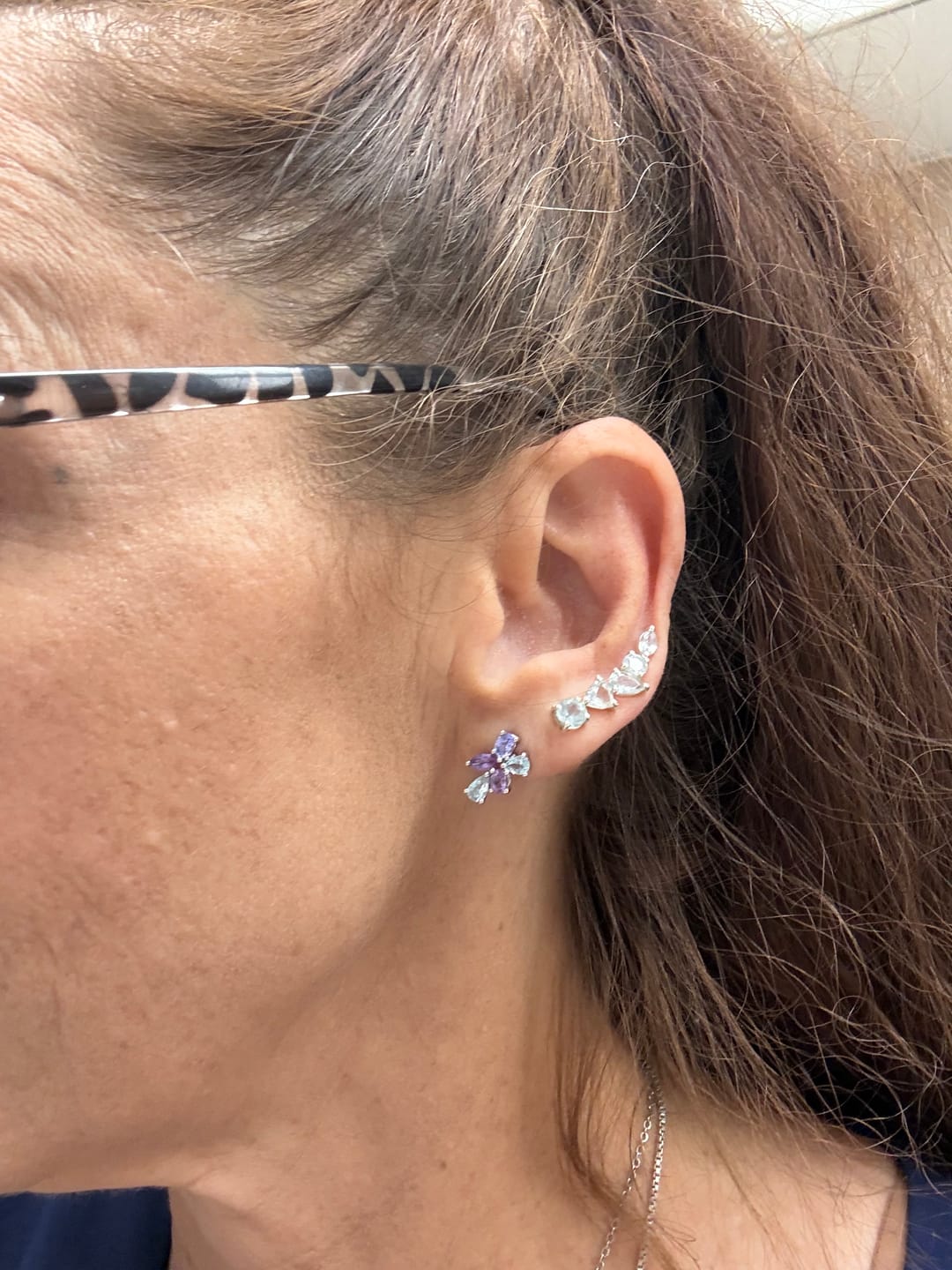Customer photo review of Natural Aquamarine Ear Climber Earrings