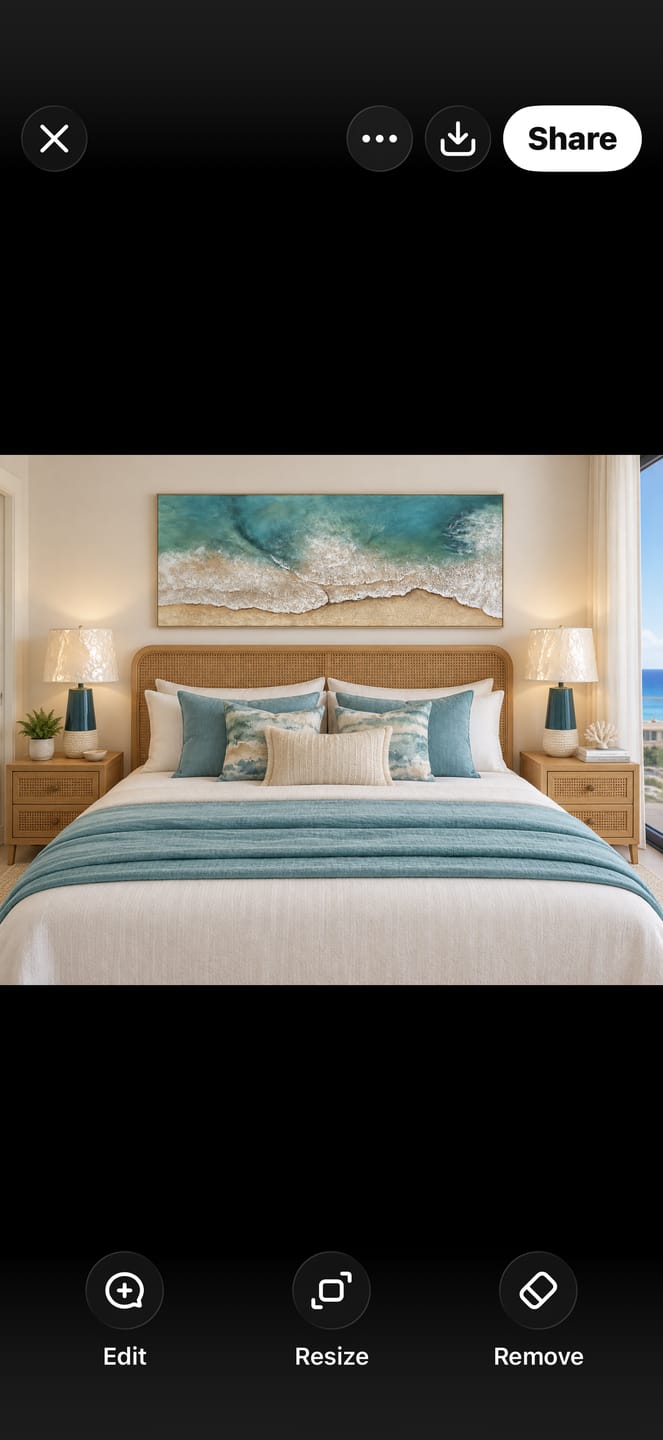 Customer photo review of Ocean And Sky Textured Painting Canvas #OS046