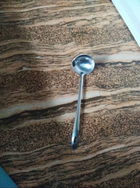 Customer photo review of Stainless Steel Oil & Fat Separator Ladle – Grease Filter Spoon with Bottom Spout for Healthy Soups, Broths & Gravies