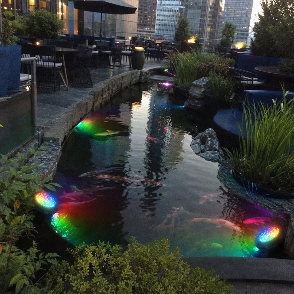 Customer photo review of Pond LED Lights UK – Submersible Colour Changing Kit | Koi Pond