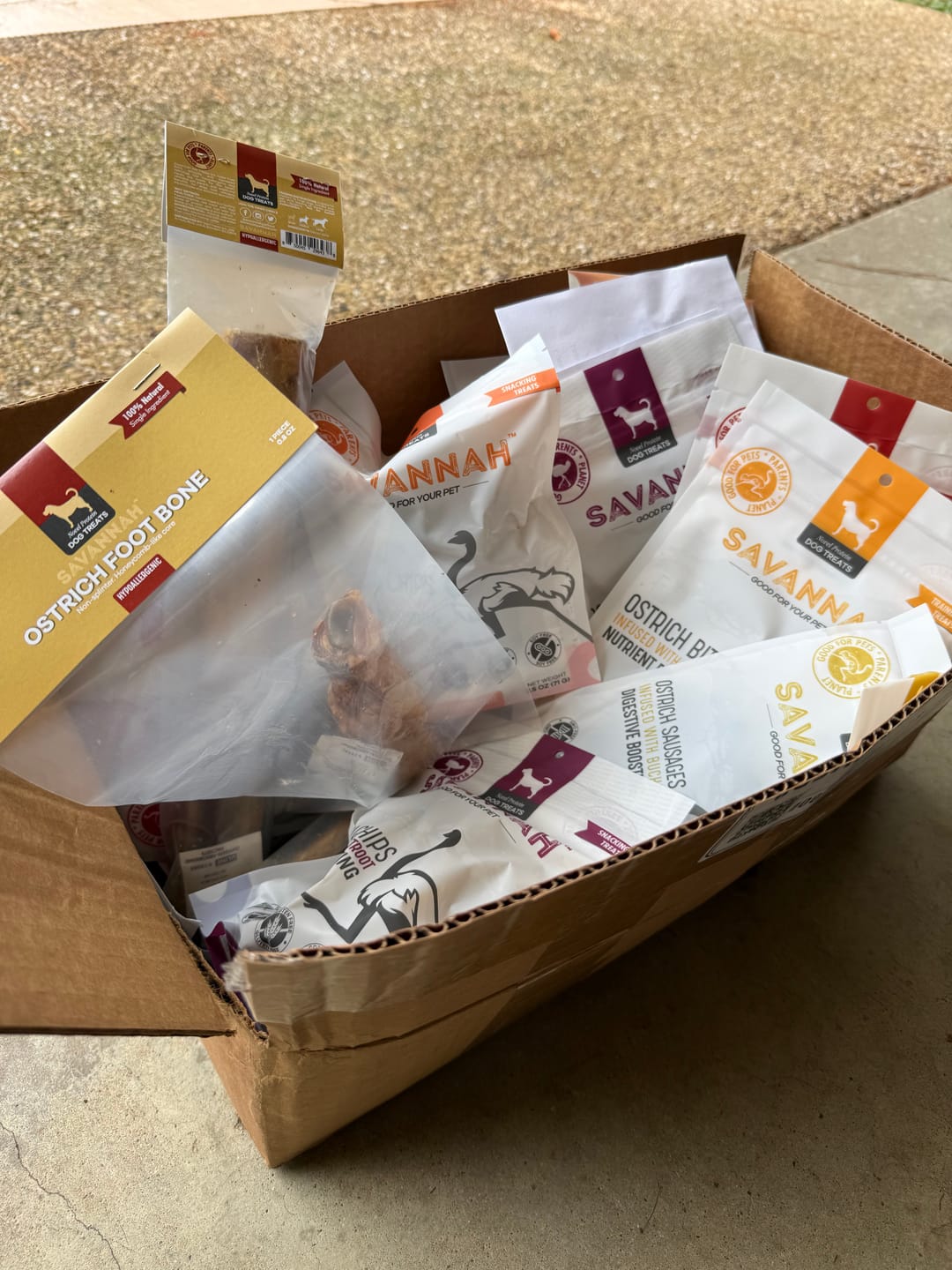 Customer photo review of Functional Treats Bundle — All 6 Ostrich Superfood Treats, 40% Off