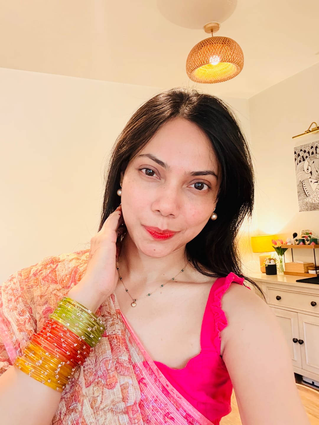 Customer photo review of The Lily Pearl Earrings