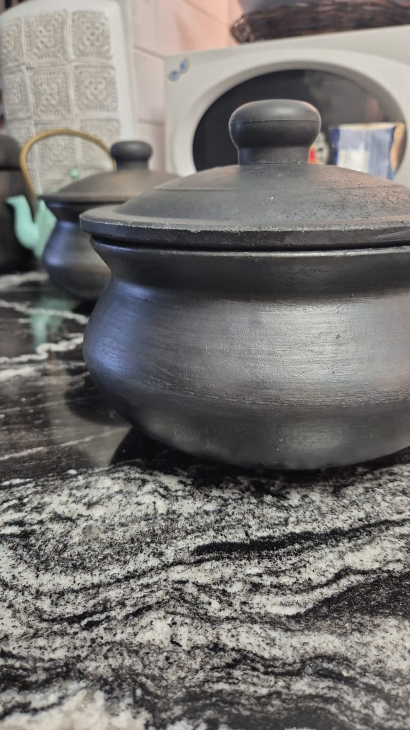 Customer photo review of Black Clay Cooking Pot with Lid — Handcrafted Natural Black Pottery
