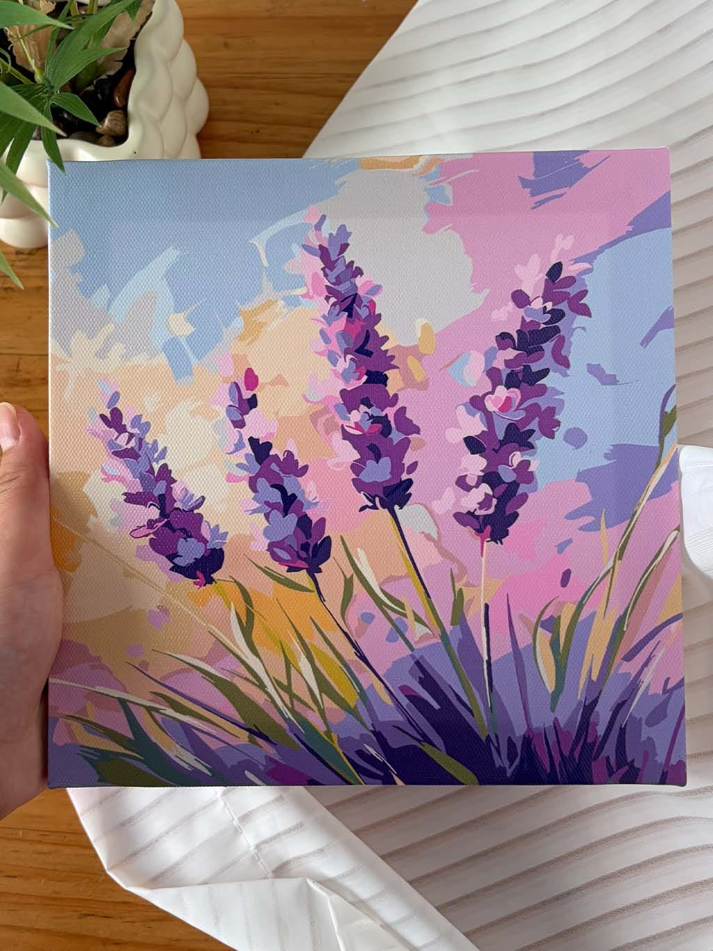 Customer photo review of Mini Peinture par Numéros 20x20cm avec cadre Lavande