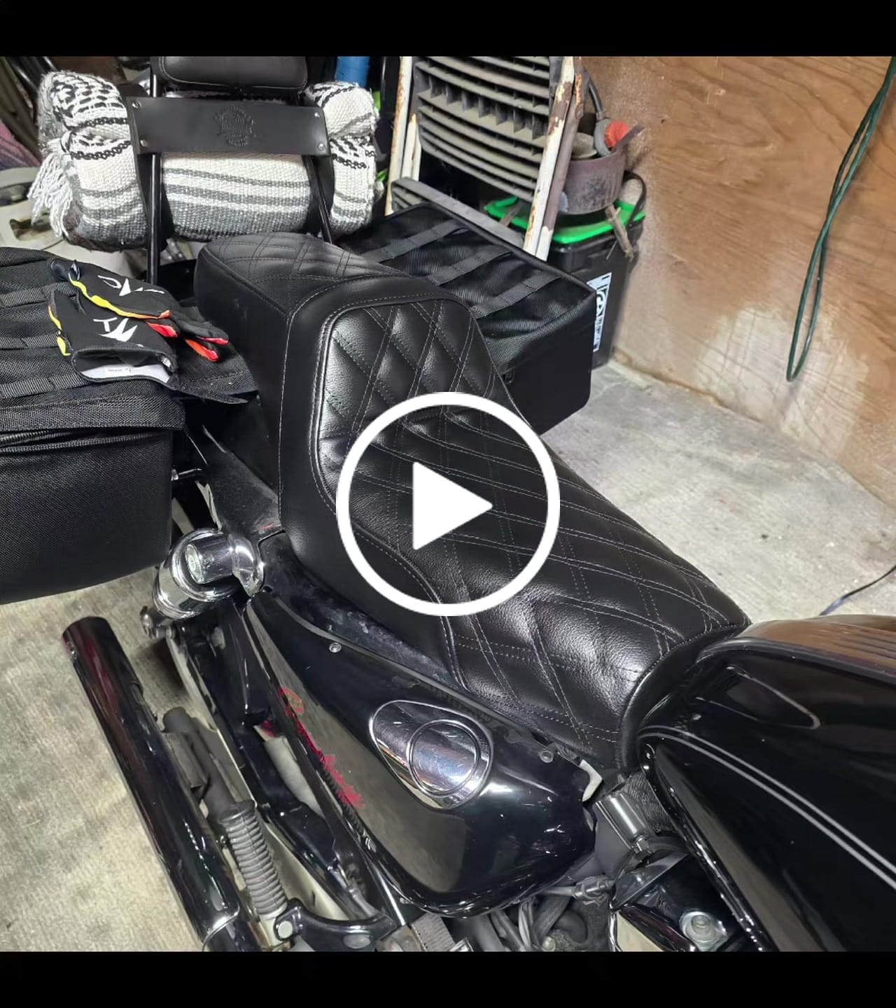 Customer video review of Iron Born Diamond Stitch 2-Up Seat For Harley Sportster 1200 Custom XL1200C Black