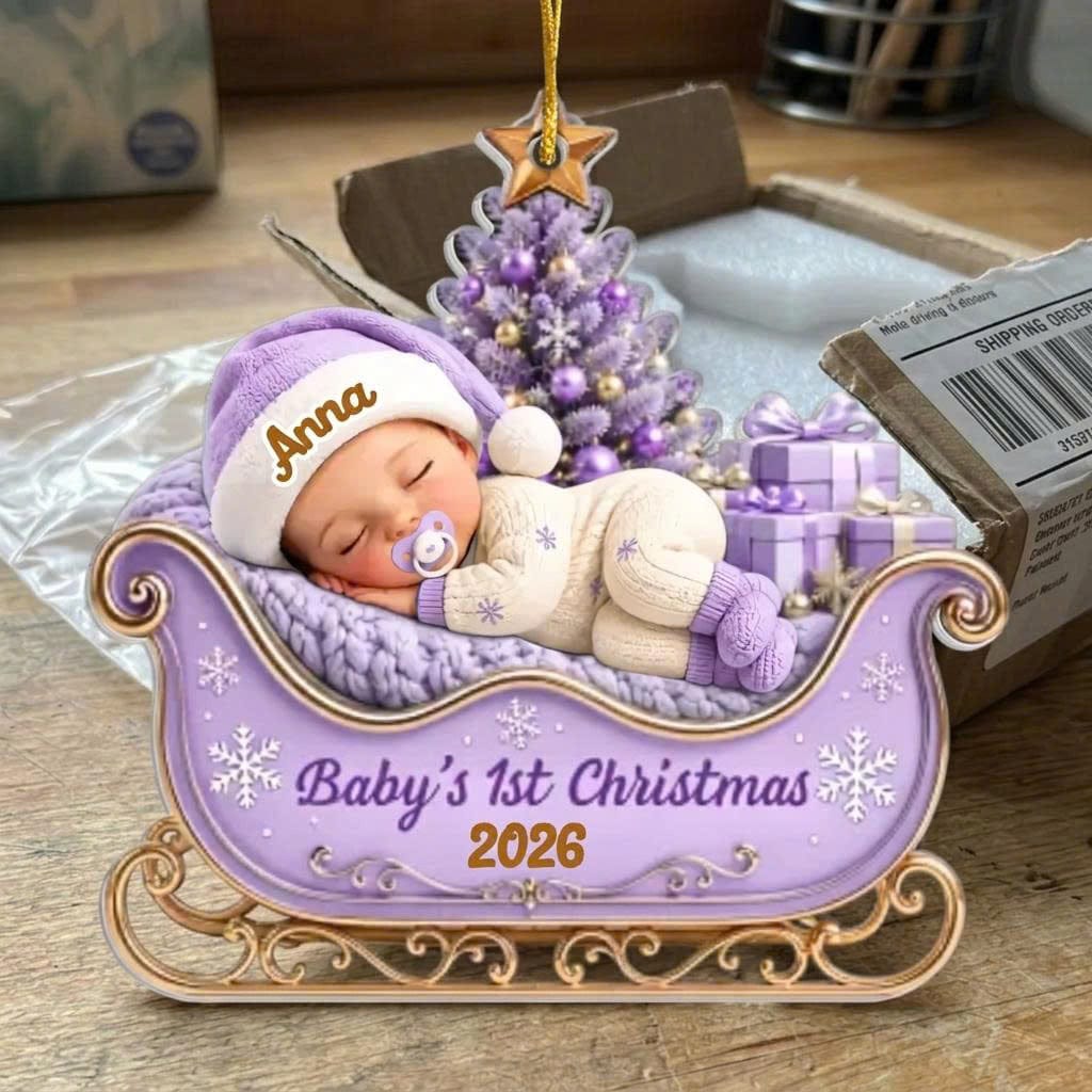Customer photo review of Baby First's Christmas - Personalized Custom Shaped Acrylic Ornament