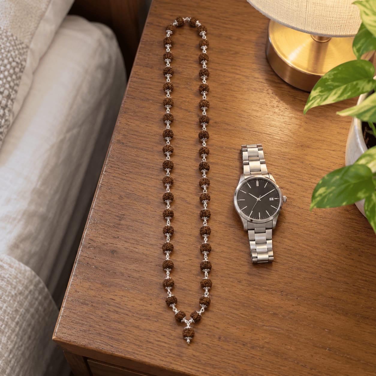 Customer photo review of Rudraksha Silver Mala