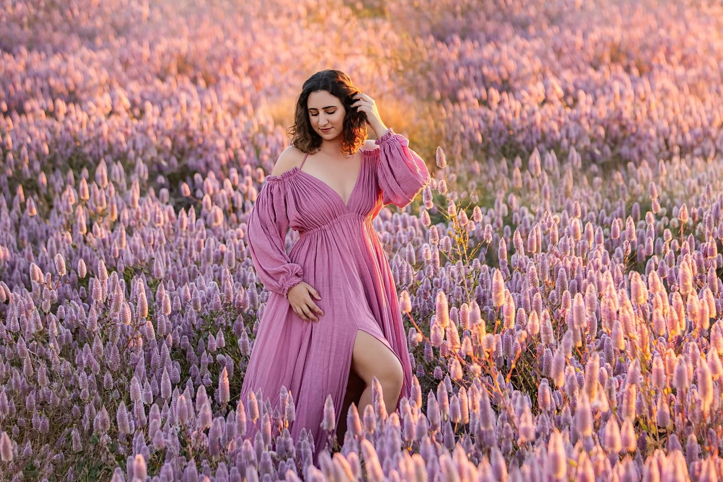 Customer photo review of Adjustable Neck Long Sleeves Side Slit Photo Shoot Dresses Photography Props YEWEN YW230307