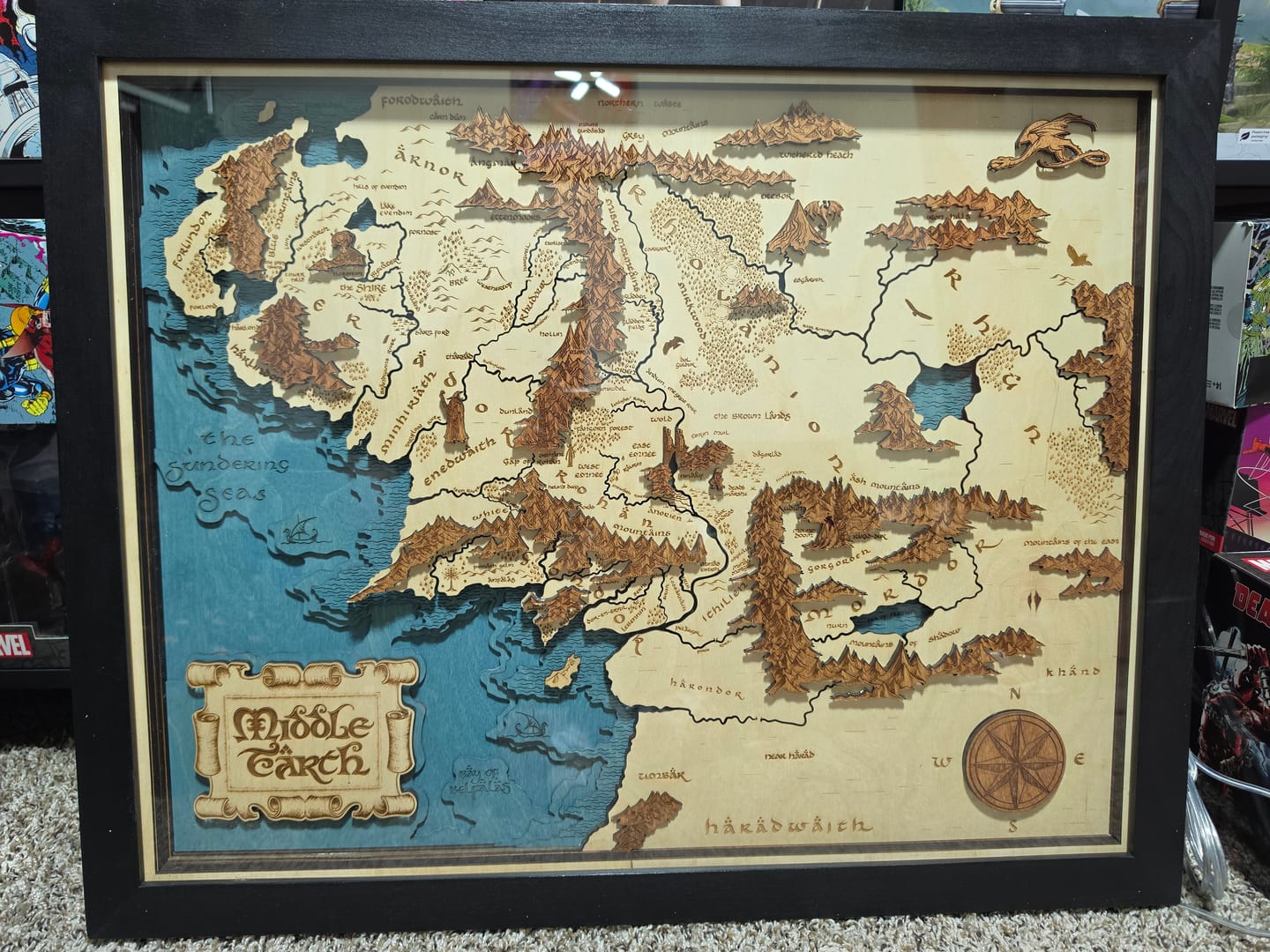 Customer photo review of HANDCRAFTED MIDDLE EARTH™ 3D  WOOD MAP  - OFFICIALLY LICENSED