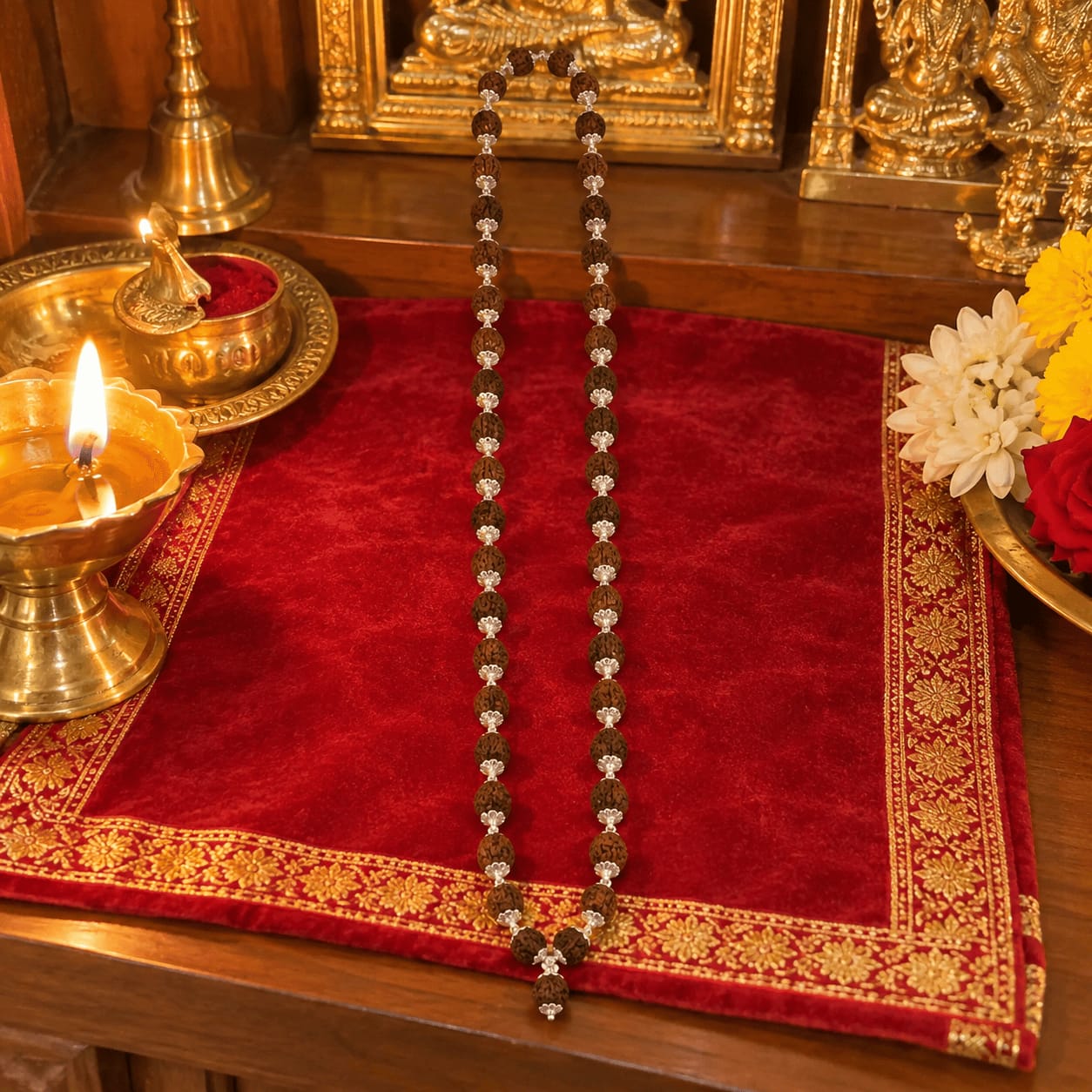 Customer photo review of Rudraksha Silver Mala