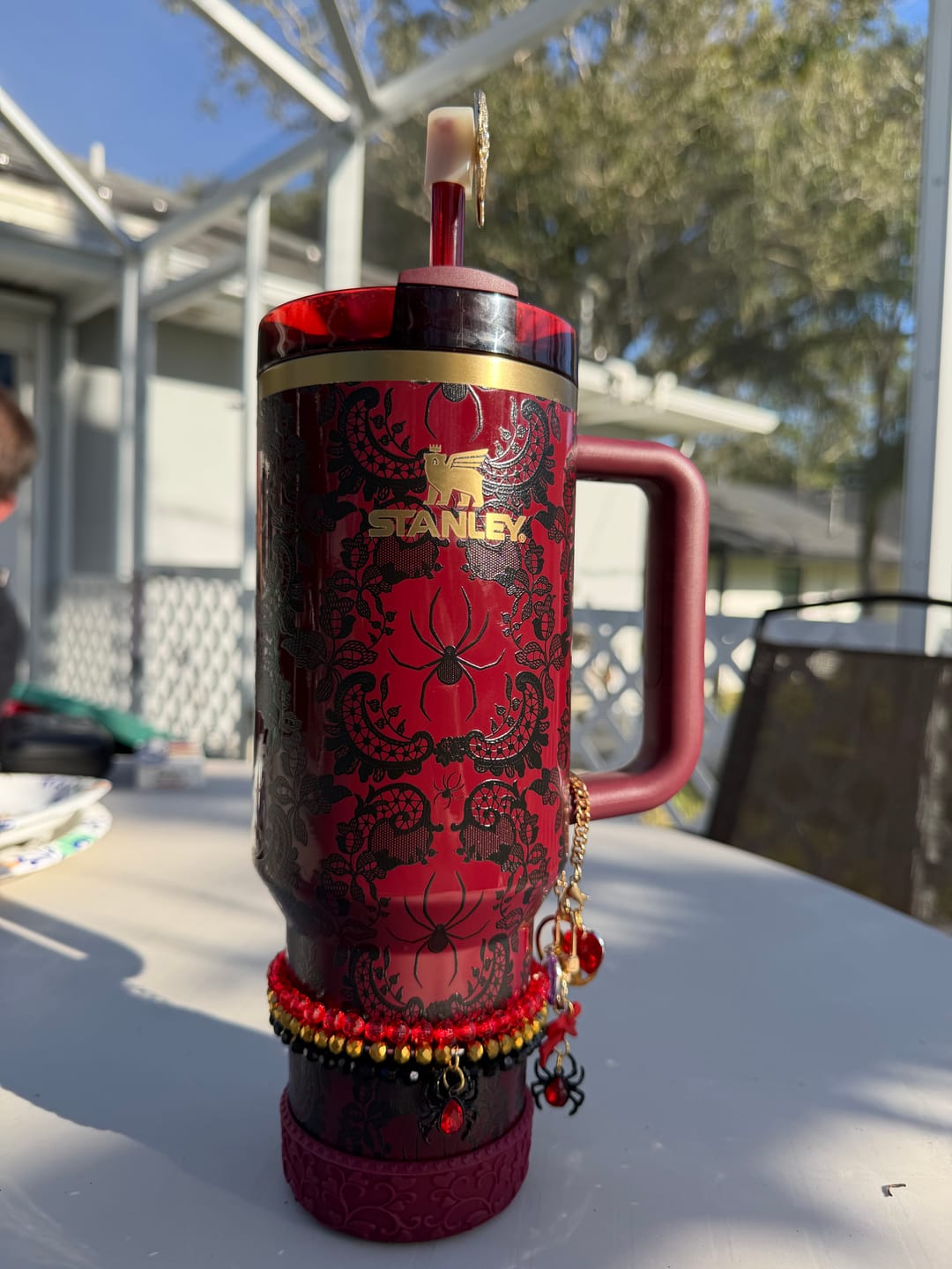Customer photo review of Deluxe Mini Straw Bauble - Bordeaux Lace (TINY)