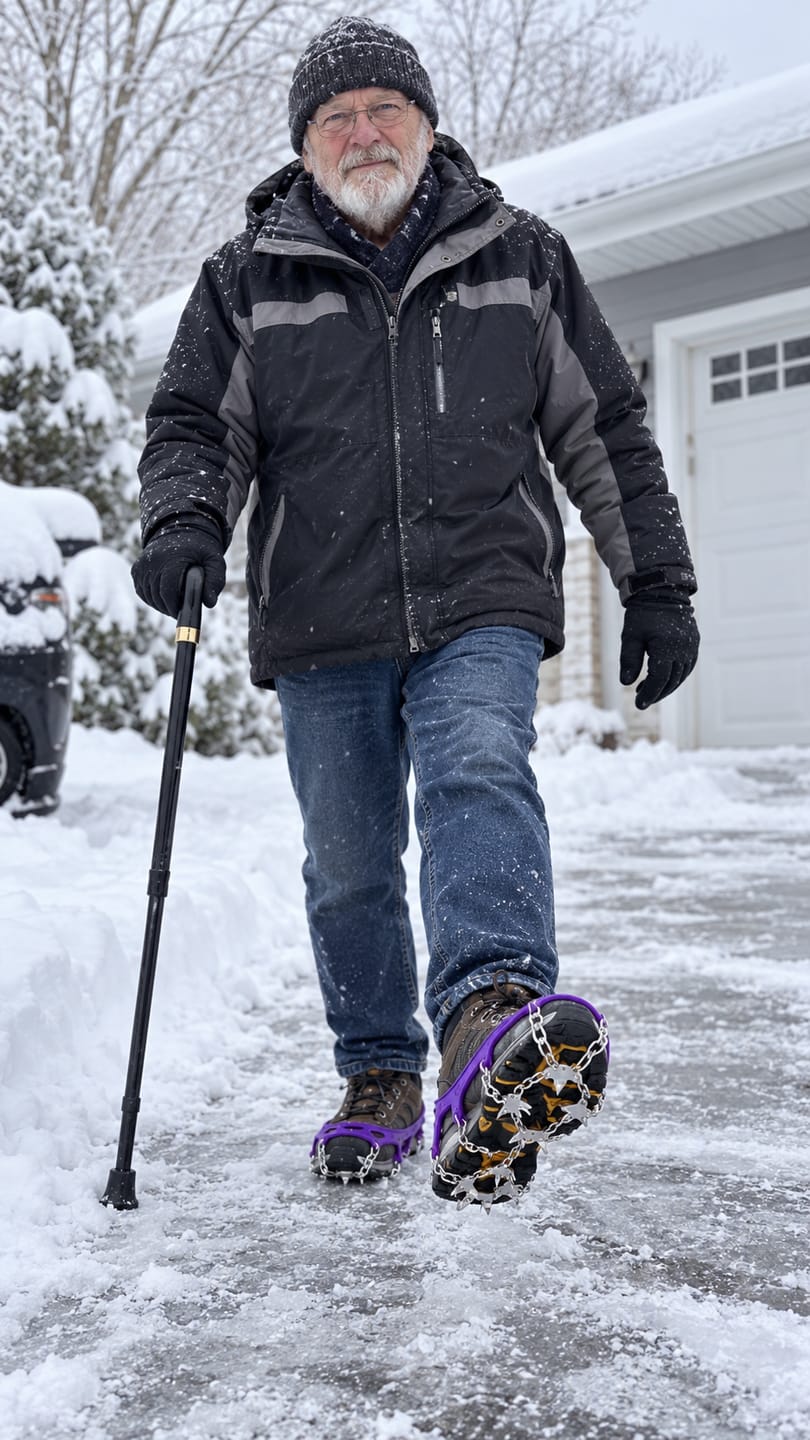 Customer photo review of No-Slip Ice Cleats – 19 Steel Spikes