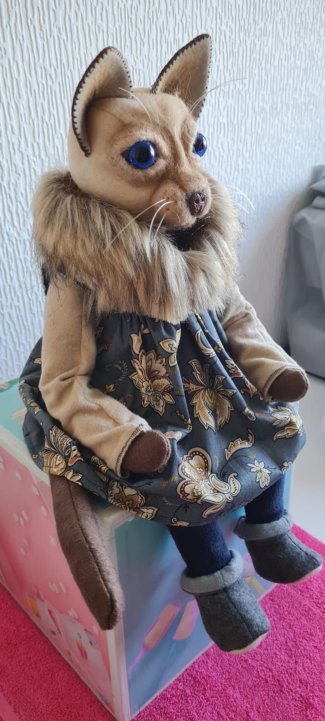 Customer photo review of Crazy Cat Lady  Art Doll PDF Pattern  Approx 28cm seated