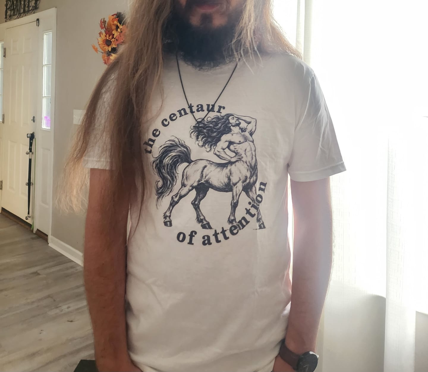 Customer photo review of Centaur Attention T-Shirt