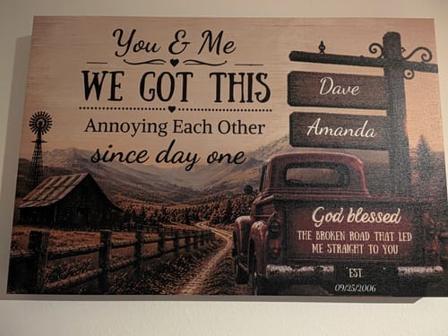 Customer photo review of "God Bless The Broken Road," Personalized Deer Couple Canvas Wall Art