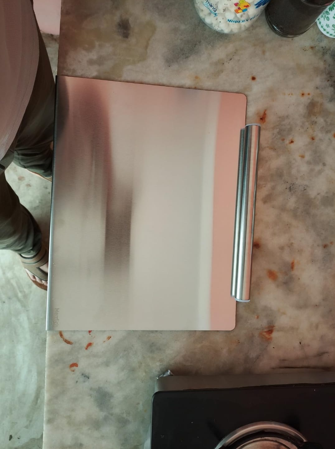 Customer photo review of Stainless Steel Reversible Chopping Board
