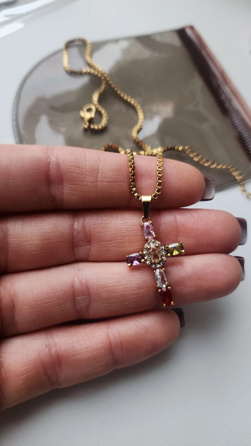 Customer photo review of Halo Glow Cross Necklace