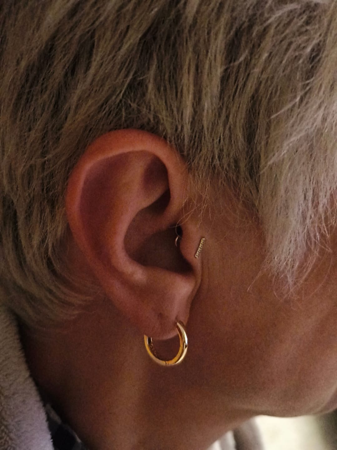 Customer photo review of Gusto Taşlı Bar Altın Tragus Piercing