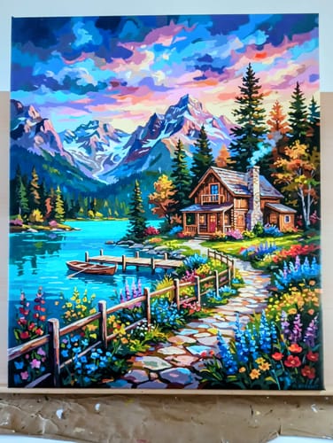 Customer photo review of Mountain Flower Path (Paint by Numbers)