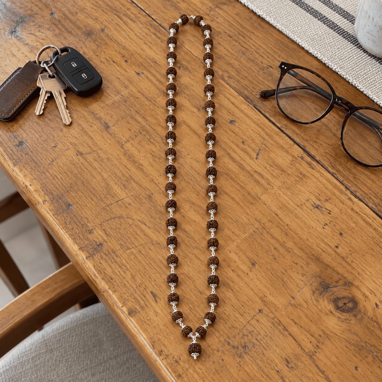 Customer photo review of Rudraksha Silver Mala