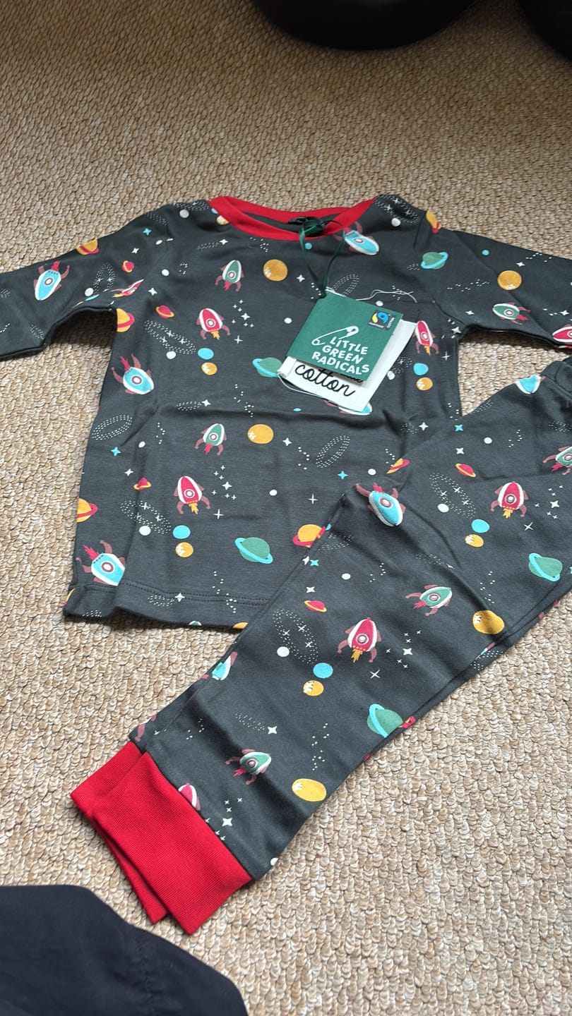 Customer photo review of Outer Space Organic Pyjamas