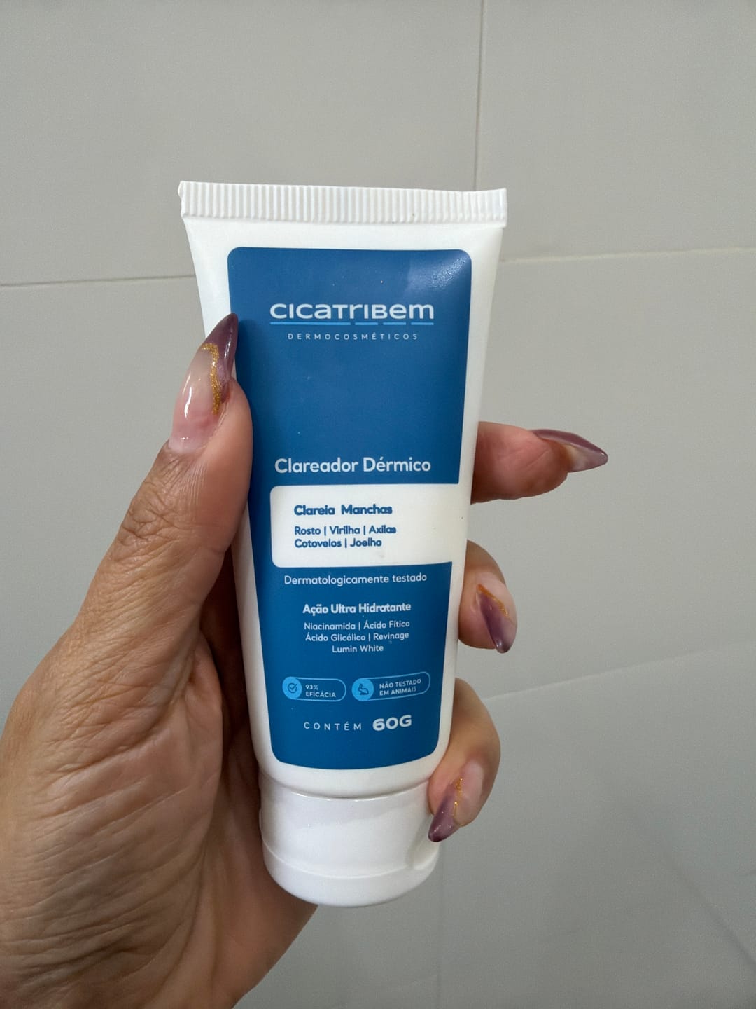 Customer photo review of Creme Clareador de Manchas – Melasma, Axilas, Virilha, Áreas Íntimas, Rosto e Corpo