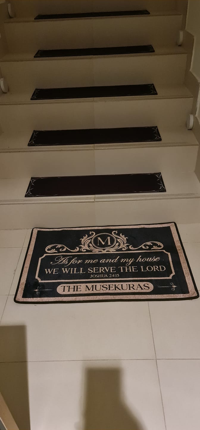 Customer photo review of We'll Serve The Lord - Personalized Doormat