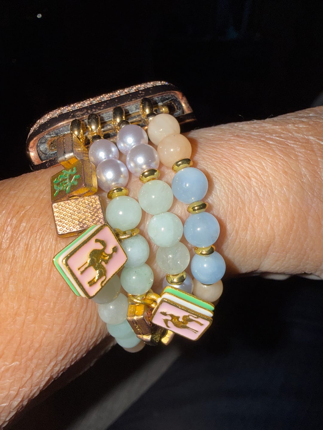 Customer photo review of Lucky Mahjong Stretch Apple Watch Strap