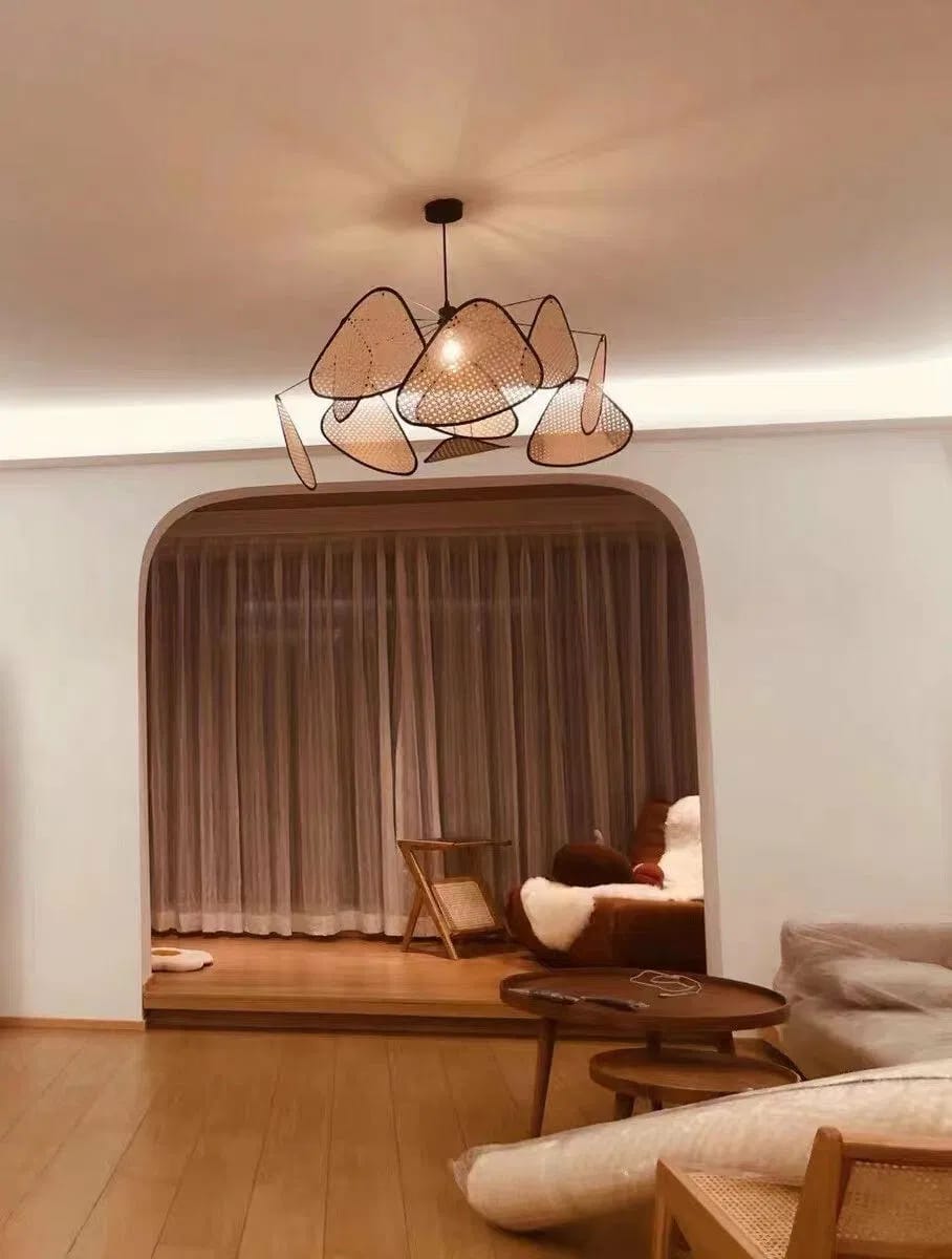 Customer photo review of Handwoven Rattan Pendant Light