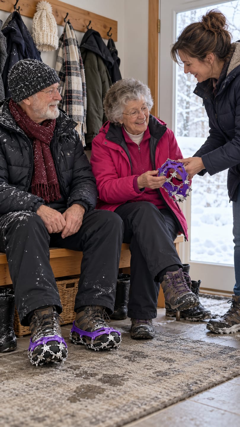 Customer photo review of No-Slip Ice Cleats – 19 Steel Spikes
