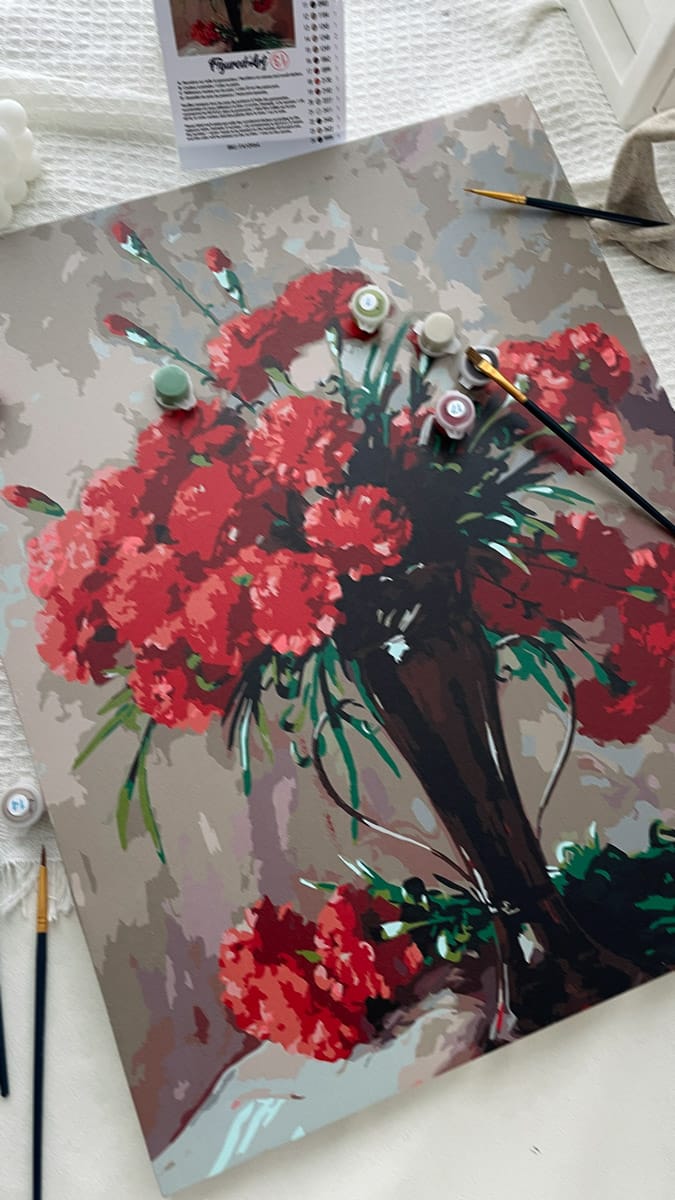 Customer photo review of Carnations in a silver vase - Abbott Fuller Graves