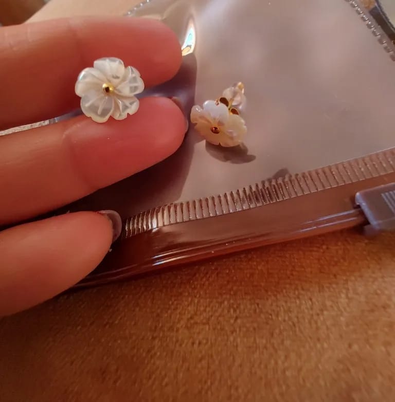 Customer photo review of Shell Petal Earrings