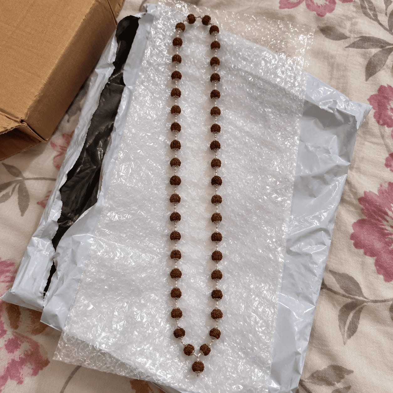 Customer photo review of Rudraksha Silver Mala