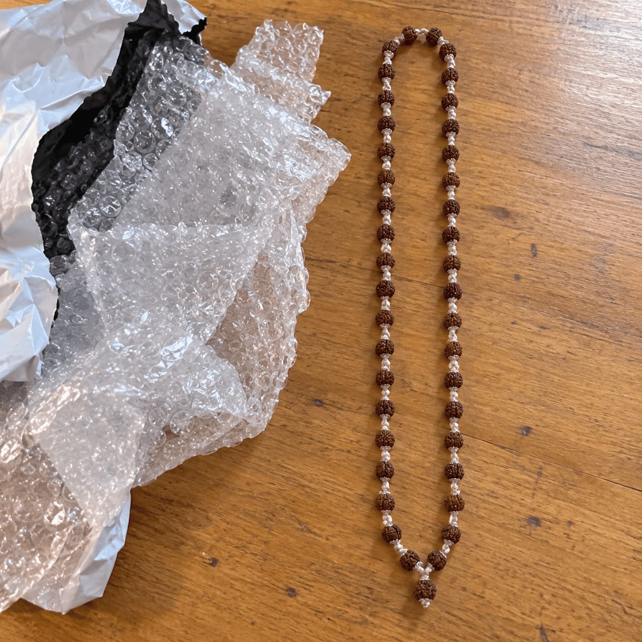 Customer photo review of Rudraksha Silver Mala