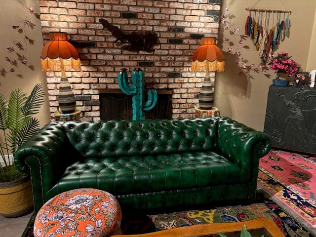 Customer photo review of Polo Green Chesterfield Leather Sofa