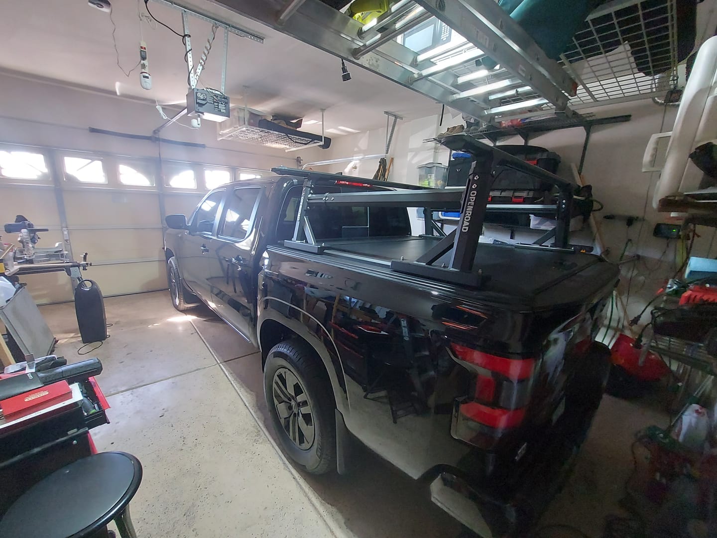 Customer photo review of OPENROAD Universal Fit Adjustable Bed Rack for Trucks with Aluminum Retractable Tonneau Cover