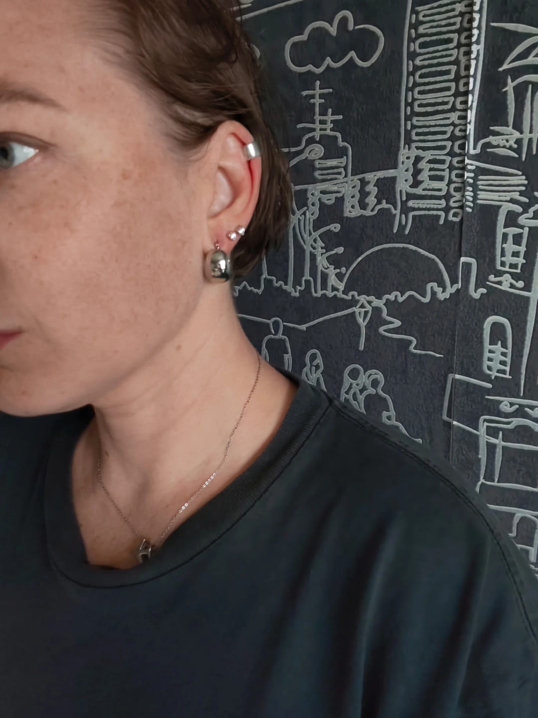 Customer photo review of Urban Sparkle Minimalist Hoops