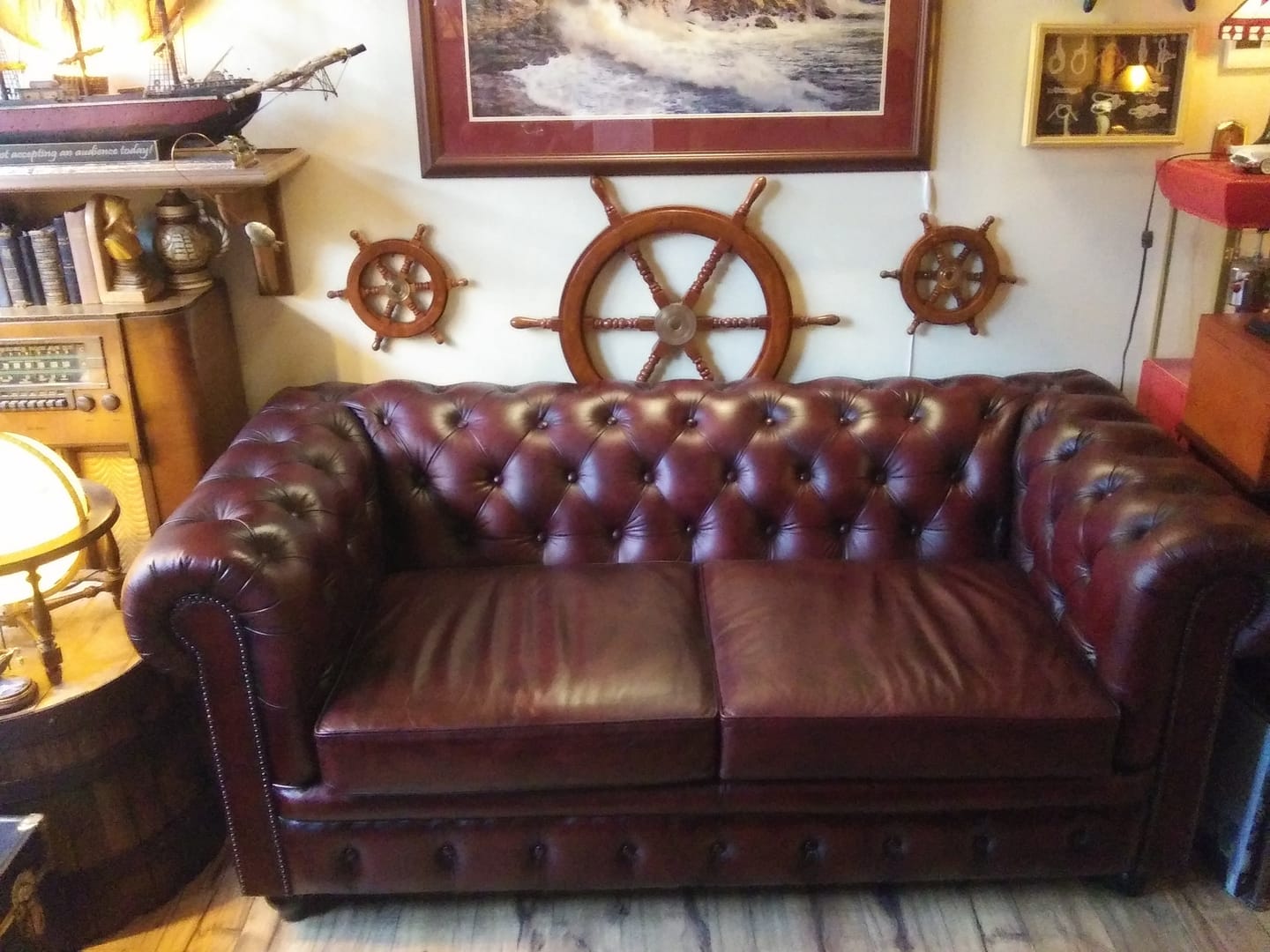 Customer photo review of Oxford Red Chesterfield Leather Sofa