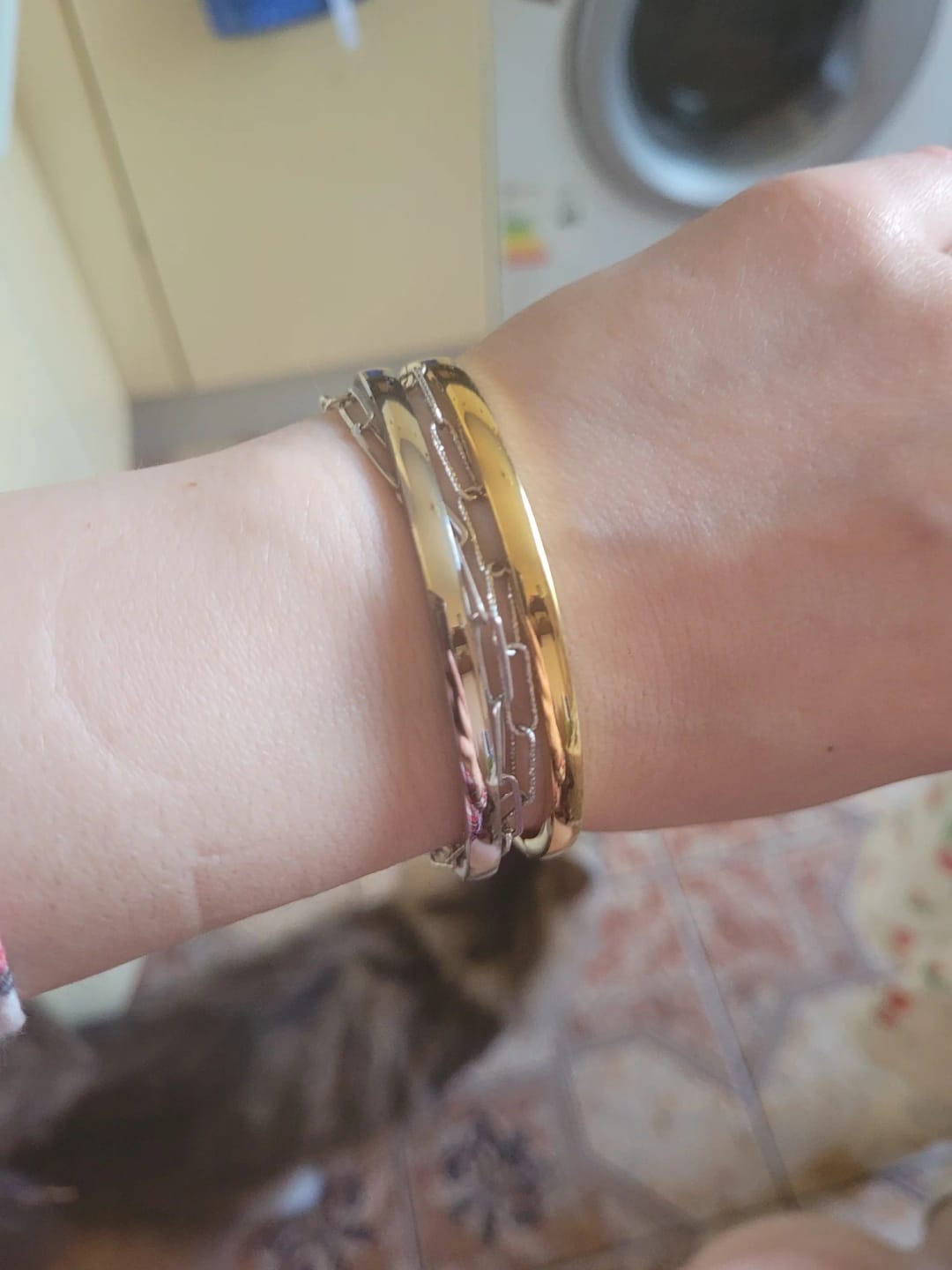 Customer photo review of Golden Smooth Bangle
