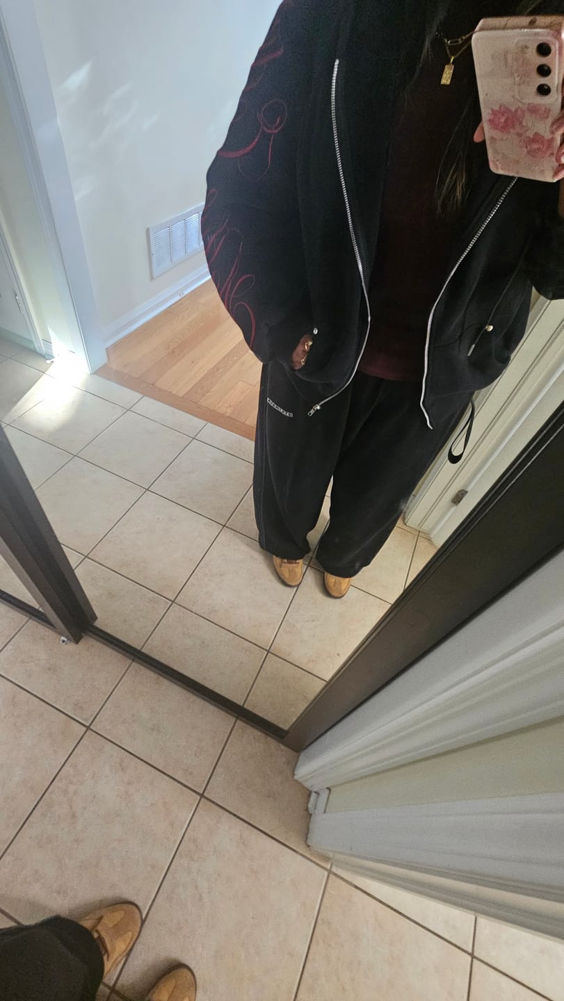 Customer photo review of Aelfric Eden Boxy Script Embroidery Hoodie Sets