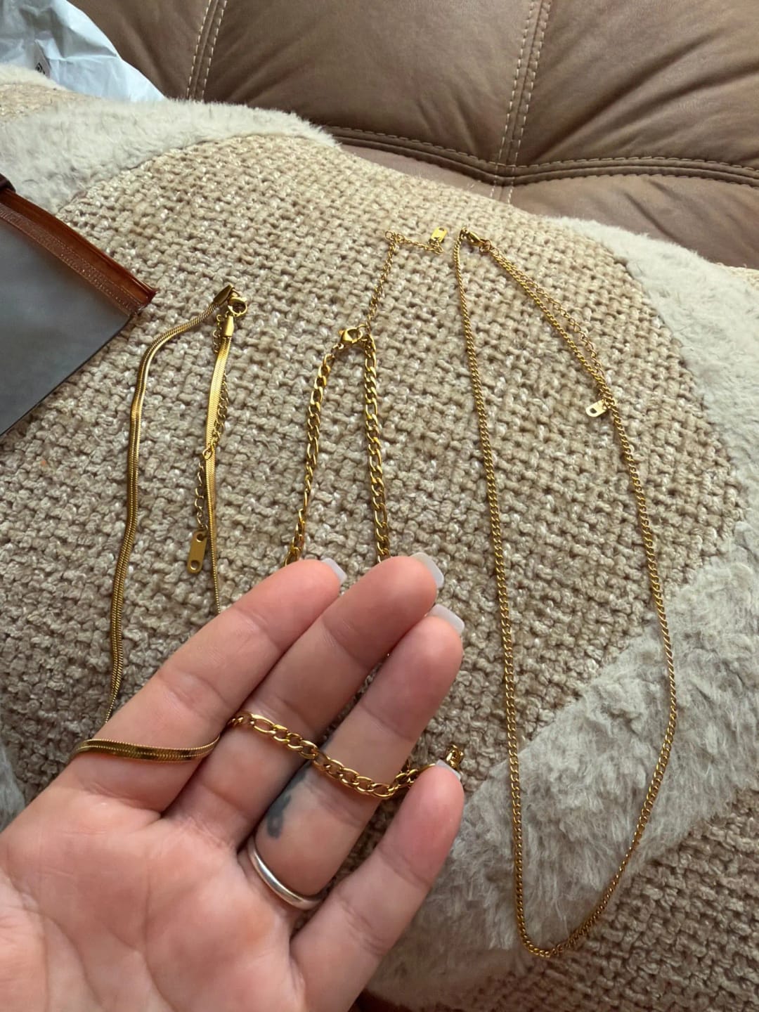 Customer photo review of Golden Harmony Layered Necklace