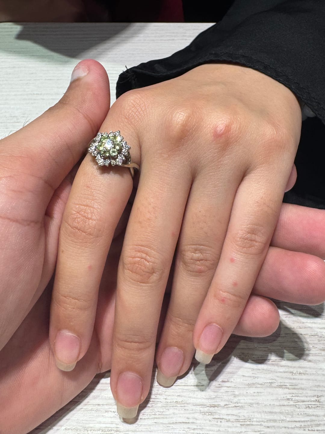 Customer photo review of Peridot Paradise — Natural Peridot Floral Ring in Sterling Silver