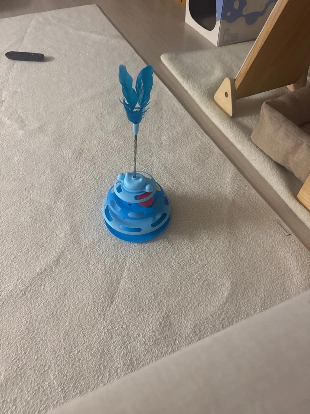 Customer photo review of Three Tier Cat Ball Track Toy with Feather Teaser
