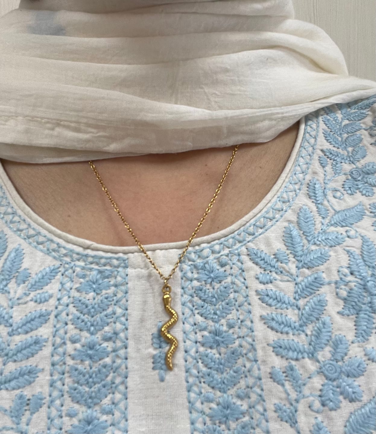 Customer photo review of Auric Serpent Pendant Necklace