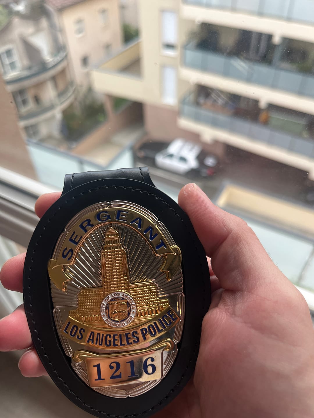 Customer photo review of LAPD Los Angeles Sergeant Police Badge Solid Copper Replica Movie Props With Number 1216