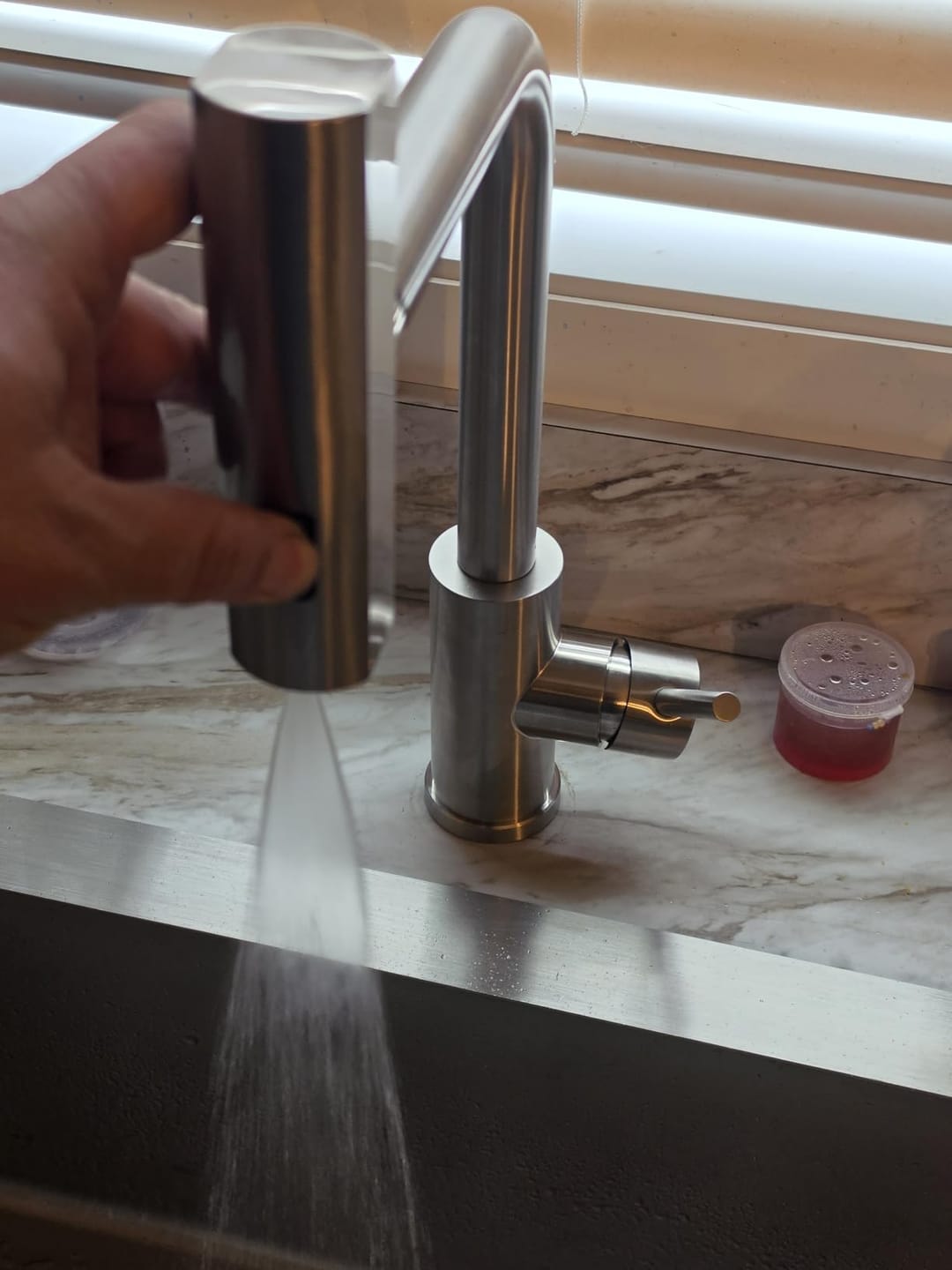 Customer photo review of Orebro - Single Handle Pull-Out Kitchen Faucet with Waterfall Sprayer