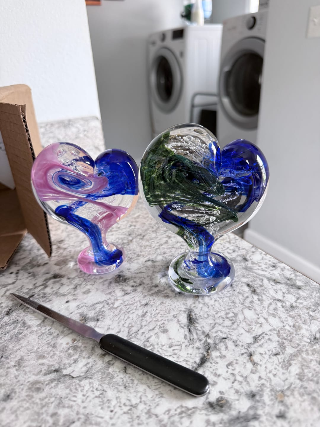Customer photo review of Glass Heart with Cremation Ash - Standing
